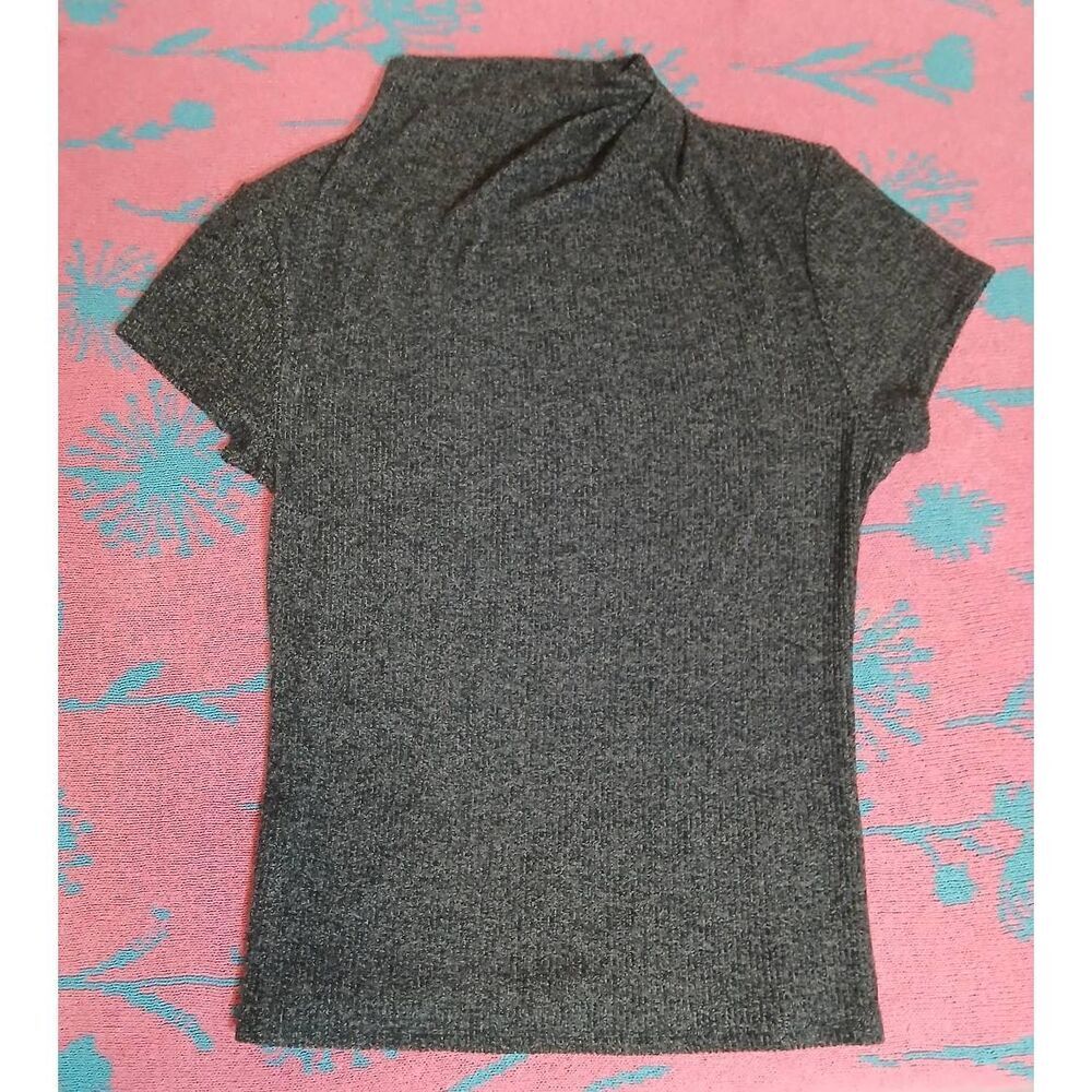 Nation los angeles womens large mock neck top tencel modal gray soft